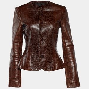 Ralph Lauren Black Label Calf Leather Evening Jacket Button Front NEW Sz. 10